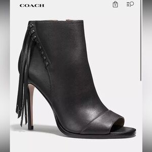 Coach Black Peep-Toe Ankle Boots 6.5